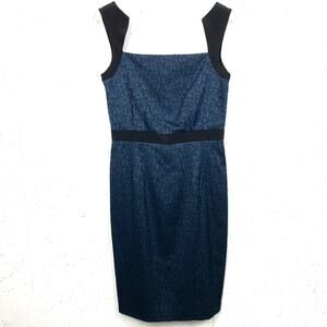 Jay Godfrey Womens Sheath Dress Geometric Strap Cocktail Party Blue Black Size 8